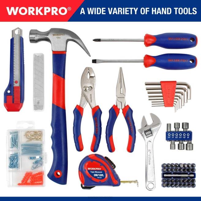 WORKPRO ansiktsklämma & 12V sladdlös borr- och hemverktygssats & 10 st pro spadeborrsets & 4-i-1 häftpistol kraftig användbar 0ZLD318 verktyg