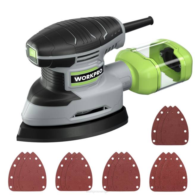 WORKPRO 1,6 amp detaljslipmaskin, 13000 opm kompakt elektrisk slipmaskin med dammuppsamlare hjälpsam 0ZLD239 verktyg