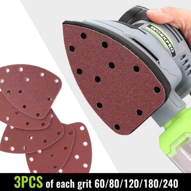 WORKPRO 1,6 amp detaljslipmaskin, 13000 opm kompakt elektrisk slipmaskin med dammuppsamlare hjälpsam 0ZLD239 verktyg