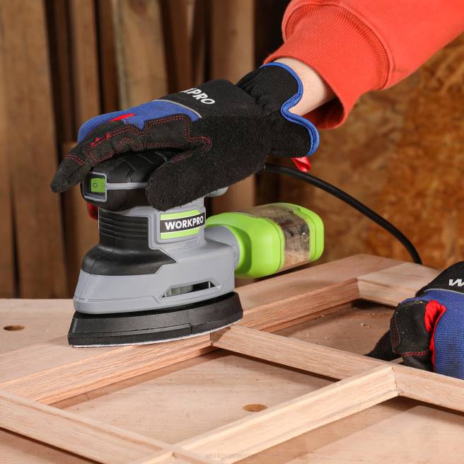 WORKPRO 1,6 amp detaljslipmaskin, 13000 opm kompakt elektrisk slipmaskin med dammuppsamlare hjälpsam 0ZLD239 verktyg