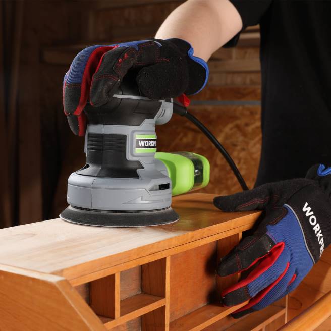 WORKPRO 2,5 amp elektrisk 5-tums slumpslipmaskin, 6 variabla hastigheter 7000 till 14000 rpm användbar 0ZLD233 verktyg