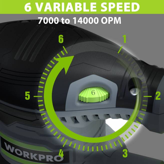 WORKPRO 2,5 amp elektrisk 5-tums slumpslipmaskin, 6 variabla hastigheter 7000 till 14000 rpm användbar 0ZLD233 verktyg
