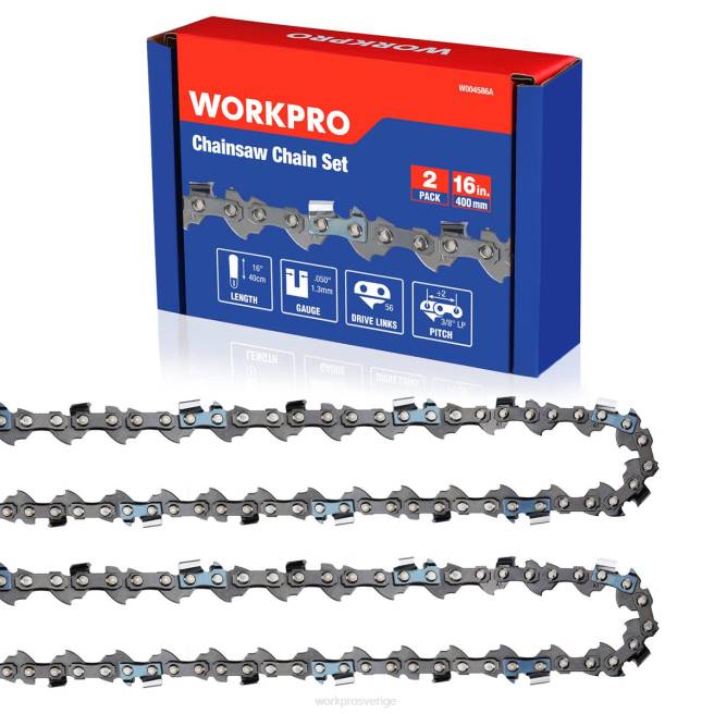 WORKPRO 2-pack motorsågskedja, 3/8" stigning, 56 drivlänkar träsågkedja för motorsågsdelar användbar 0ZLD204 verktyg