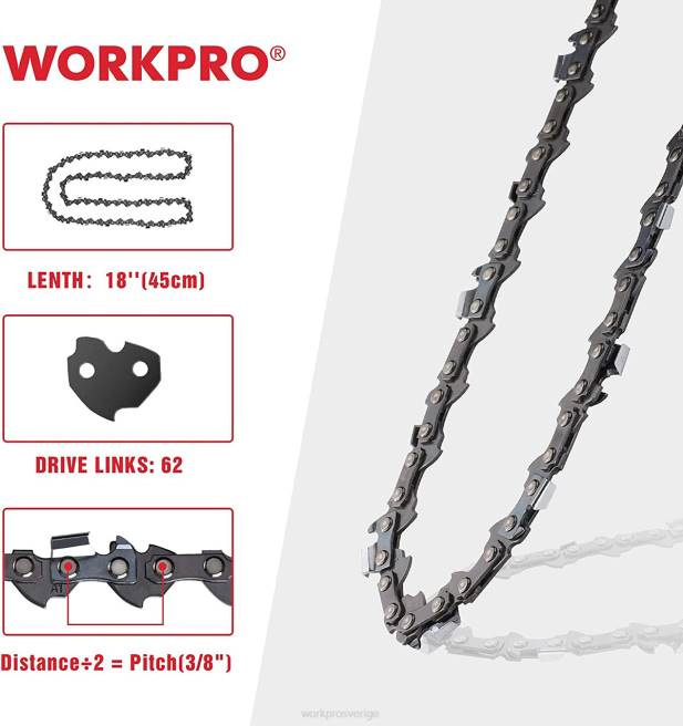 WORKPRO 2-pack motorsågskedja, 3/8