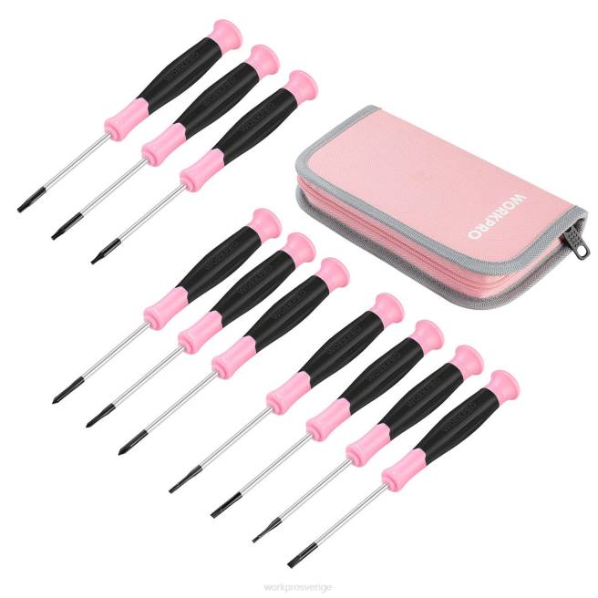 WORKPRO 10 st precisionsskruvmejselset med påse, phillips, slitsad, torx-stjärna, magnetisk spets reparationssats för liten skruvmejsel rosa 0ZLD255 verktyg