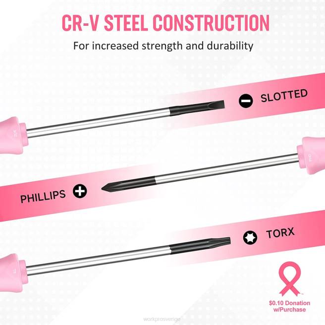 WORKPRO 10 st precisionsskruvmejselset med påse, phillips, slitsad, torx-stjärna, magnetisk spets reparationssats för liten skruvmejsel rosa 0ZLD255 verktyg