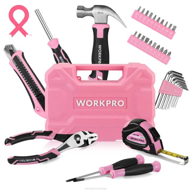 WORKPRO 35 st hushållsredskapsset med förvaringsverktygslåda rosa/blå 0ZLD246 verktyg