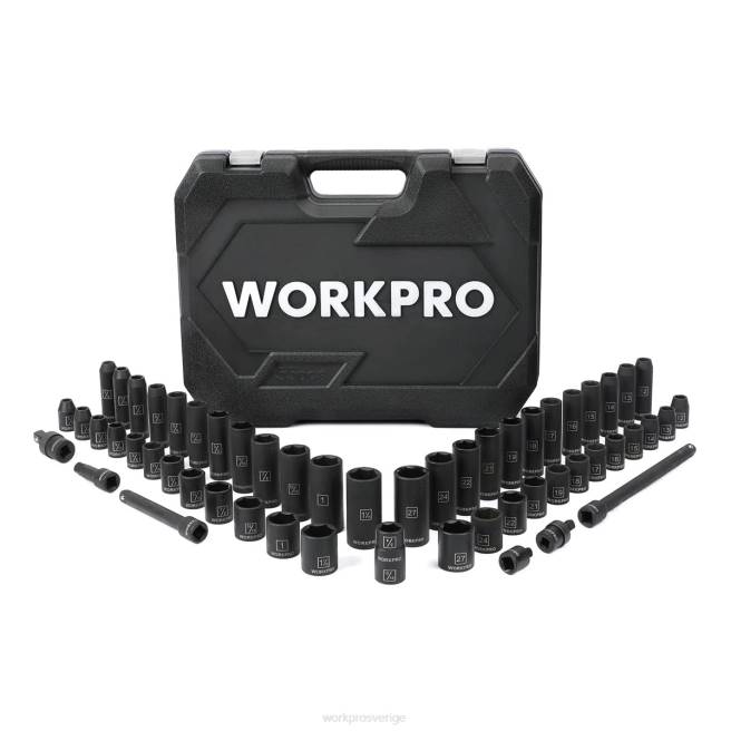 WORKPRO 55 stycken driva stötuttag med förlängningsstänger, premium cr-v stål, sae och metriska uttag med förbättrat förvaringsfodral morden 0ZLD307 verktyg