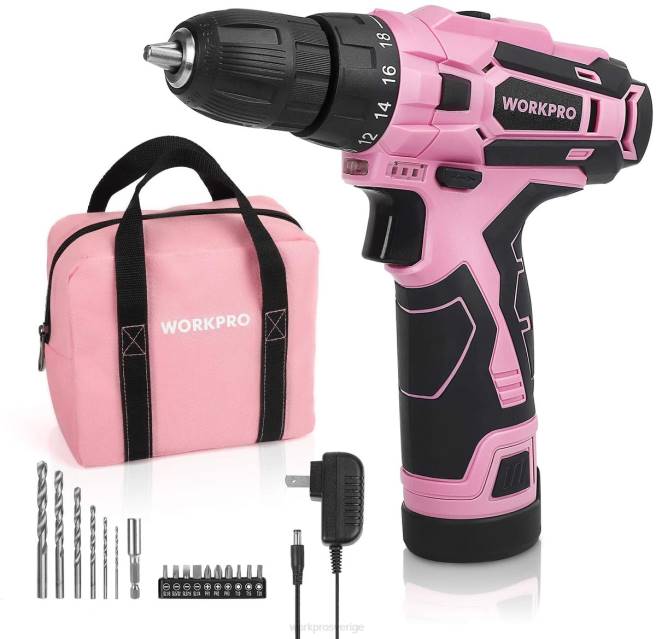 WORKPRO sladdlös borrskruvdragare set 12v elektrisk skruvmejsel verktygssats för kvinnor rosa 0ZLD263 verktyg