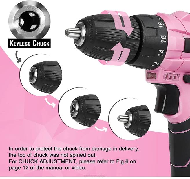 WORKPRO sladdlös borrskruvdragare set 12v elektrisk skruvmejsel verktygssats för kvinnor rosa 0ZLD263 verktyg