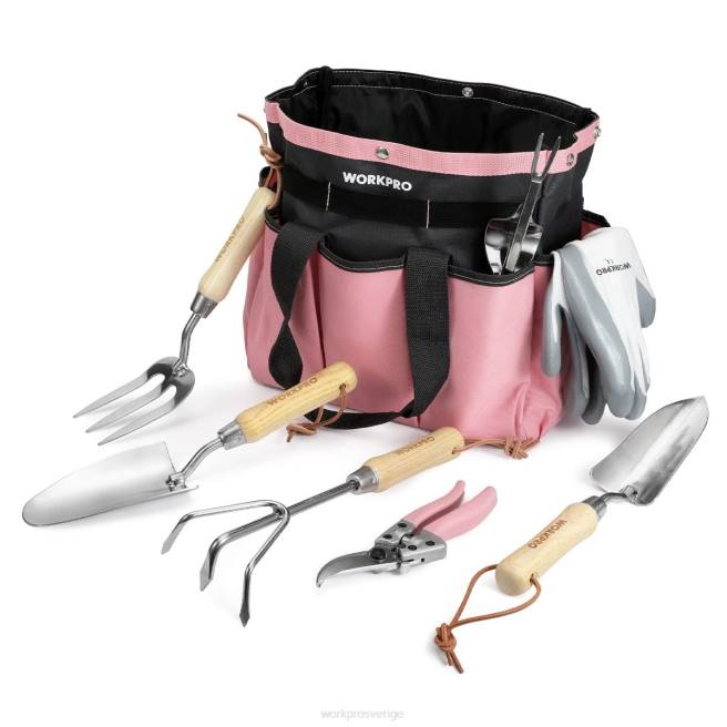 WORKPRO trädgårdsredskap 7 st set, rostfritt stål kraftiga trädgårdsredskap rosa 0ZLD252 verktyg
