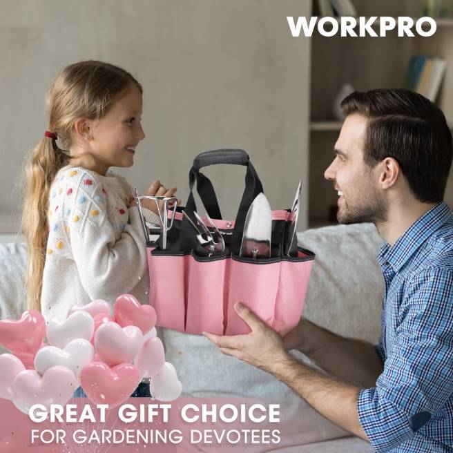 WORKPRO trädgårdsredskap 7 st set, rostfritt stål kraftiga trädgårdsredskap rosa 0ZLD252 verktyg