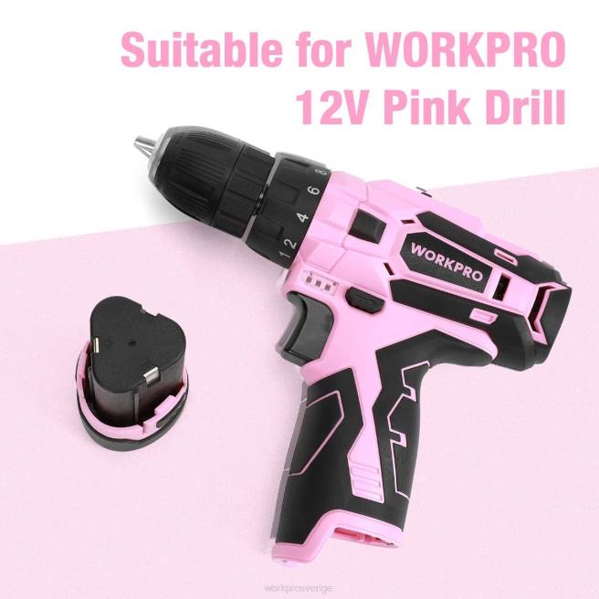 WORKPRO 12v litiumjonersättningsbatteri för 12v sladdlös borrmaskin rosa 0ZLD223 verktyg