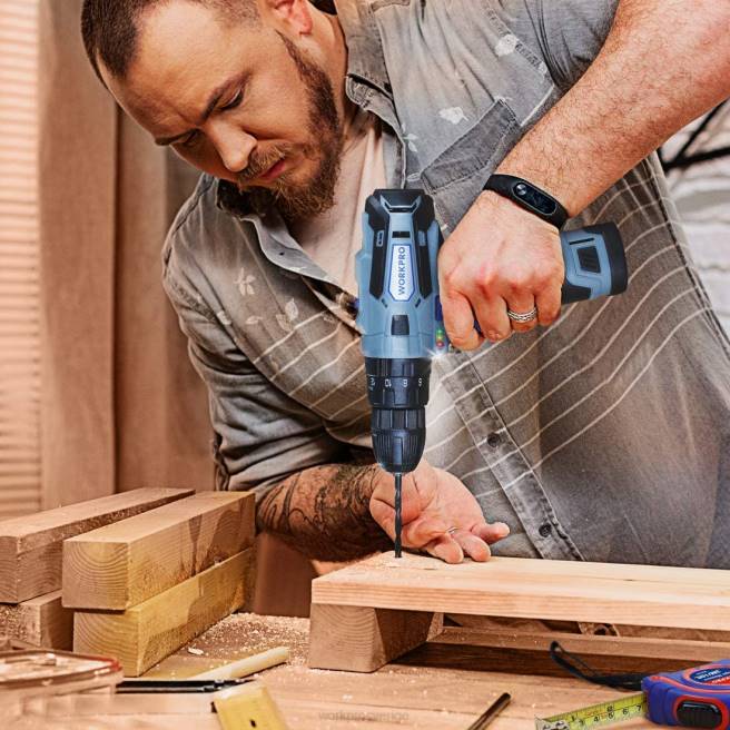 WORKPRO 12v 2-växlad sladdlös borrskruvdragare, 2 litiumjonbatterier 2000 mah och snabbladdare morden 0ZLD168 verktyg