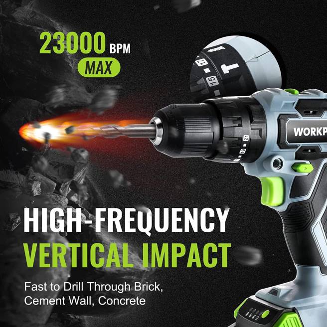 WORKPRO 20v max sladdlös borrskruvdragare, elektriskt slagborrverktyg med 102 delar tillbehör, 2 x 2,0ah li-ion-batterier med snabbladdare användbar 0ZLD170 verktyg