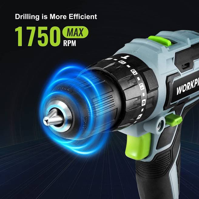 WORKPRO 20v max sladdlös borrskruvdragare, elektriskt slagborrverktyg med 102 delar tillbehör, 2 x 2,0ah li-ion-batterier med snabbladdare användbar 0ZLD170 verktyg