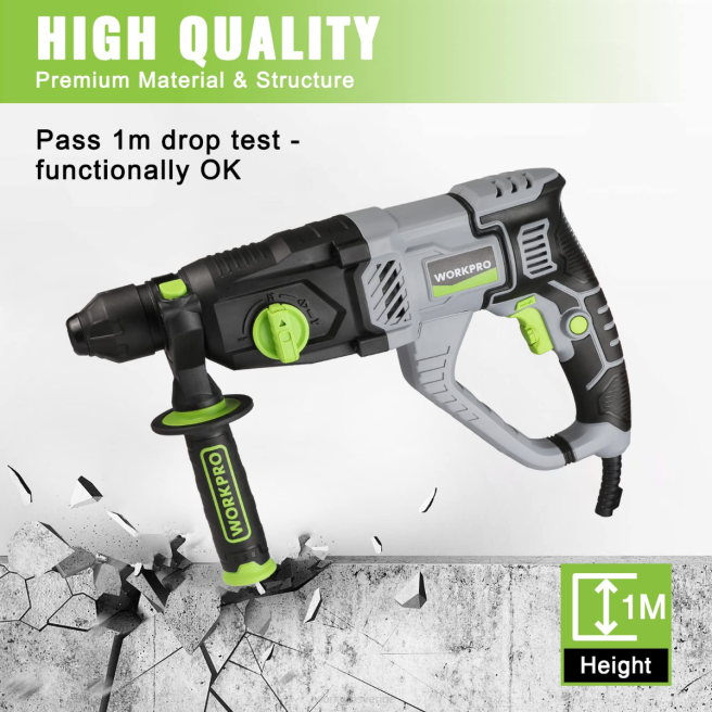 WORKPRO 7,5 amp 1-1/4 tum premium sds-plus borrhammare, lättviktsversion med sladd användbar 0ZLD178 verktyg