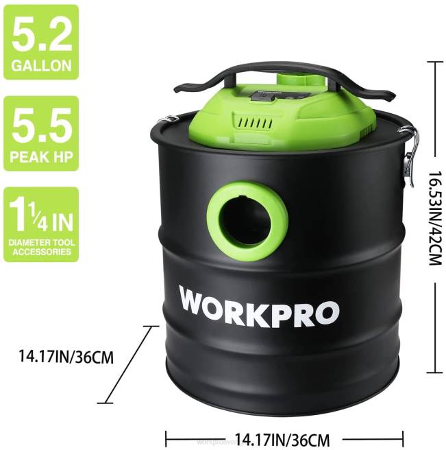 WORKPRO 5,2 gallon askdammsugare, 5,5 peak hästkrafter askdammsugare med hepa-filter hjälpsam 0ZLD212 verktyg