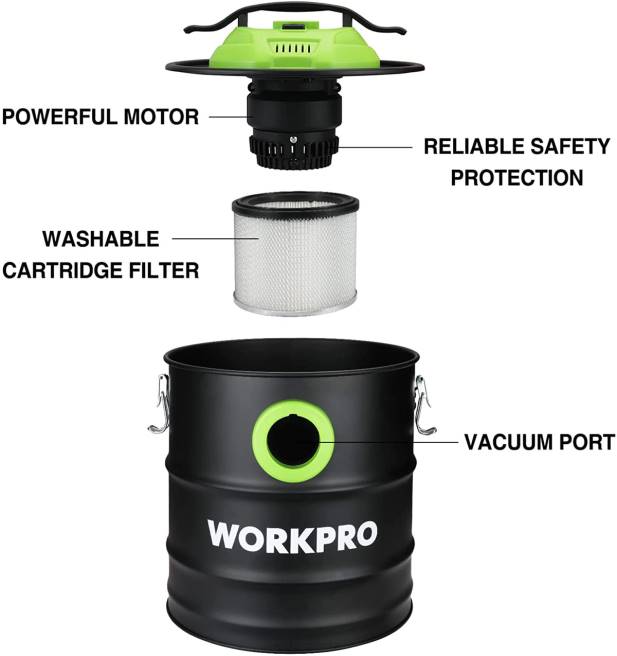 WORKPRO 5,2 gallon askdammsugare, 5,5 peak hästkrafter askdammsugare med hepa-filter hjälpsam 0ZLD212 verktyg