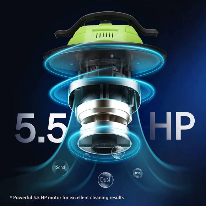 WORKPRO 5,2 gallon askdammsugare, 5,5 peak hästkrafter askdammsugare med hepa-filter hjälpsam 0ZLD212 verktyg