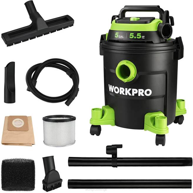 WORKPRO 5 gallon butiksdammsugare, 5,5 peak hästkrafter butiksdammsugare med hepa-filter, slang och tillbehör morden 0ZLD214 verktyg