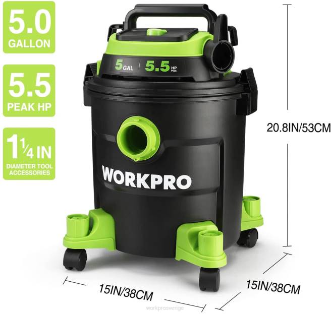 WORKPRO 5 gallon butiksdammsugare, 5,5 peak hästkrafter butiksdammsugare med hepa-filter, slang och tillbehör morden 0ZLD214 verktyg