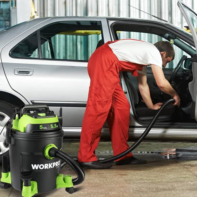 WORKPRO 5 gallon butiksdammsugare, 5,5 peak hästkrafter butiksdammsugare med hepa-filter, slang och tillbehör morden 0ZLD214 verktyg