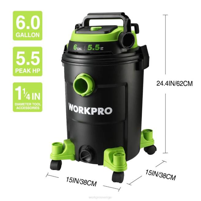 WORKPRO 6 gallon butiksdammsugare 5,5 peak hästkrafter butiksdammsugare med hepa-filterslang och tillbehör hjälpsam 0ZLD215 verktyg