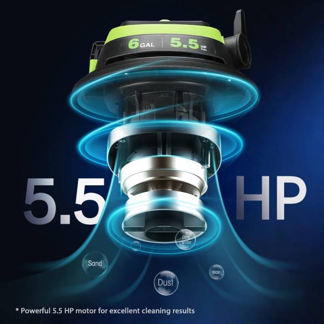 WORKPRO 6 gallon butiksdammsugare 5,5 peak hästkrafter butiksdammsugare med hepa-filterslang och tillbehör hjälpsam 0ZLD215 verktyg