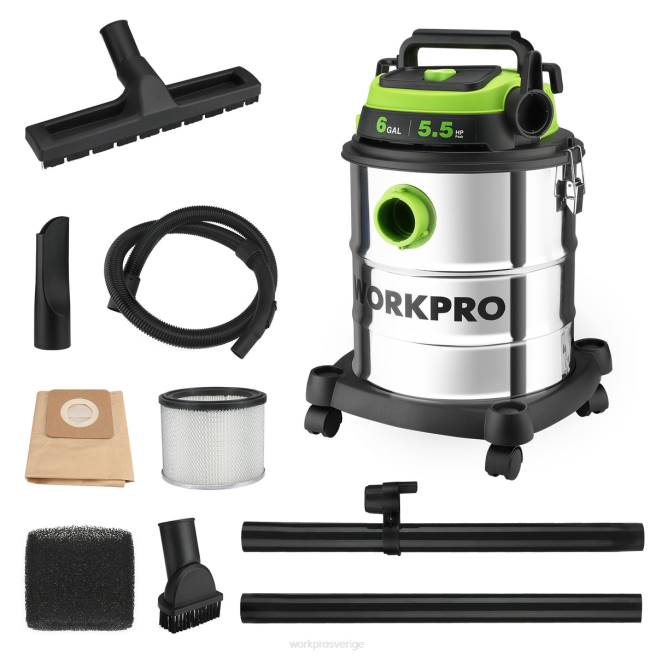 WORKPRO 6 gallon våt/torr butiksdammsugare med hepa-filter, slang och tillbehör för hem/arbetsplats dammuppsamling morden 0ZLD213 verktyg