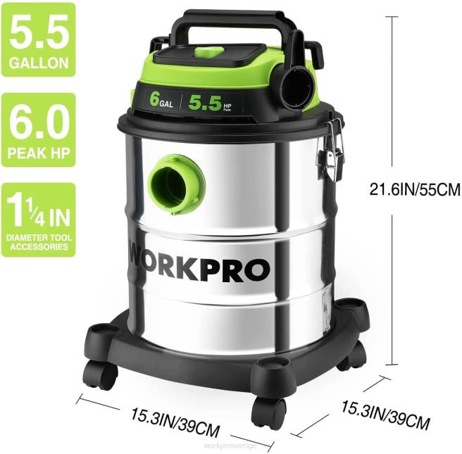 WORKPRO 6 gallon våt/torr butiksdammsugare med hepa-filter, slang och tillbehör för hem/arbetsplats dammuppsamling morden 0ZLD213 verktyg