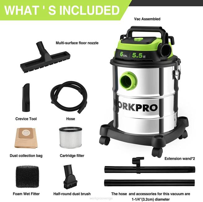 WORKPRO 6 gallon våt/torr butiksdammsugare med hepa-filter, slang och tillbehör för hem/arbetsplats dammuppsamling morden 0ZLD213 verktyg