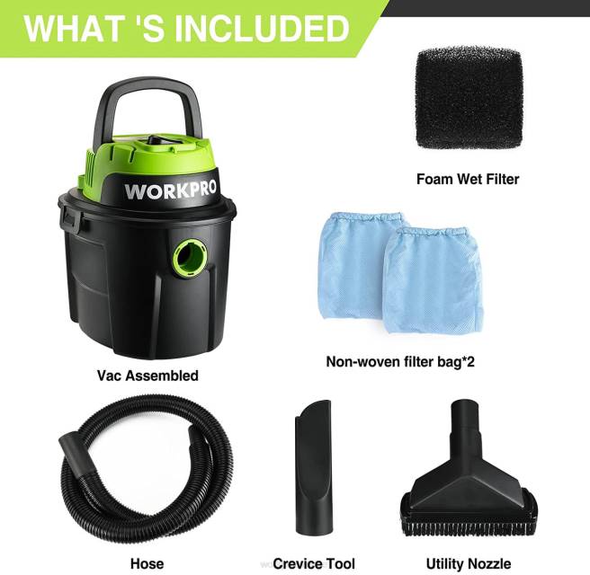 WORKPRO våt/torr dammsugare 2,5 gallon 3 peak hästkrafter, bärbar butiksdammsugare för hemmet användbar 0ZLD216 verktyg