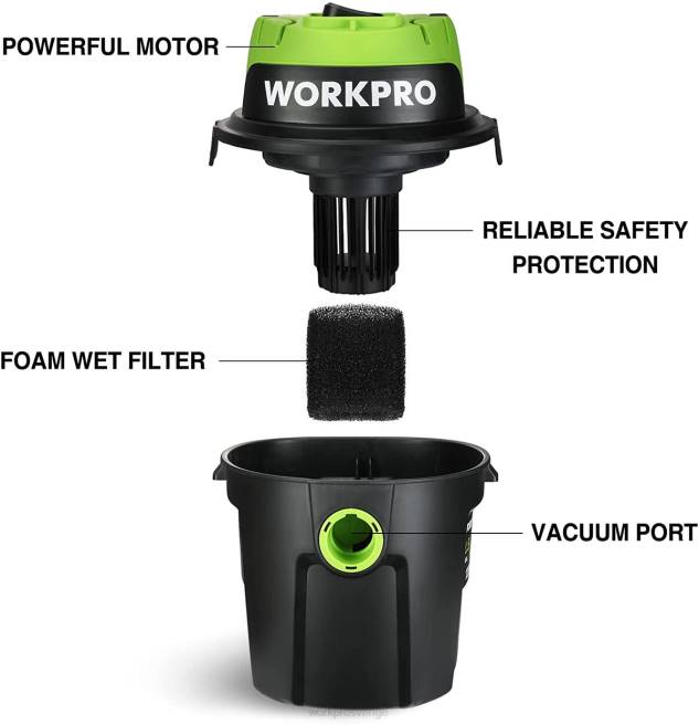 WORKPRO våt/torr dammsugare 2,5 gallon 3 peak hästkrafter, bärbar butiksdammsugare för hemmet användbar 0ZLD216 verktyg