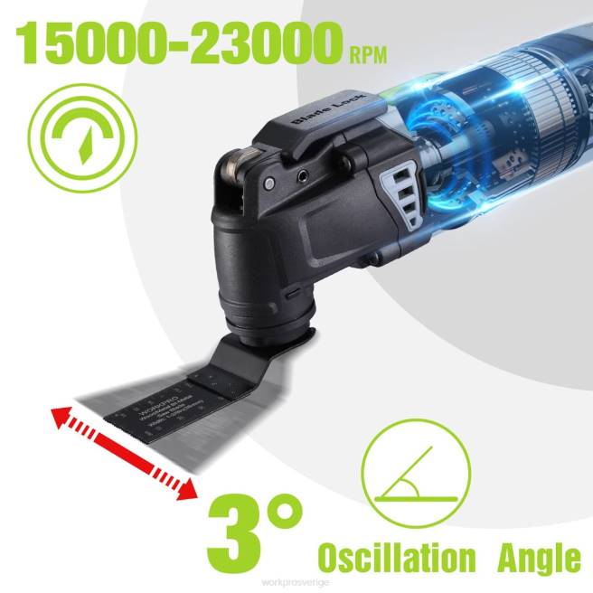 WORKPRO 3,0 ampere sladdad snabblåsbar, utbytbar oscillerande såg med 7 variabla hastigheter 3 oscillationsvinkel, 17 st sågtillbehör och bärväska användbar 0ZLD230 verktyg