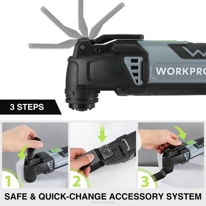 WORKPRO 3,0 ampere sladdad snabblåsbar, utbytbar oscillerande såg med 7 variabla hastigheter 3 oscillationsvinkel, 17 st sågtillbehör och bärväska användbar 0ZLD230 verktyg