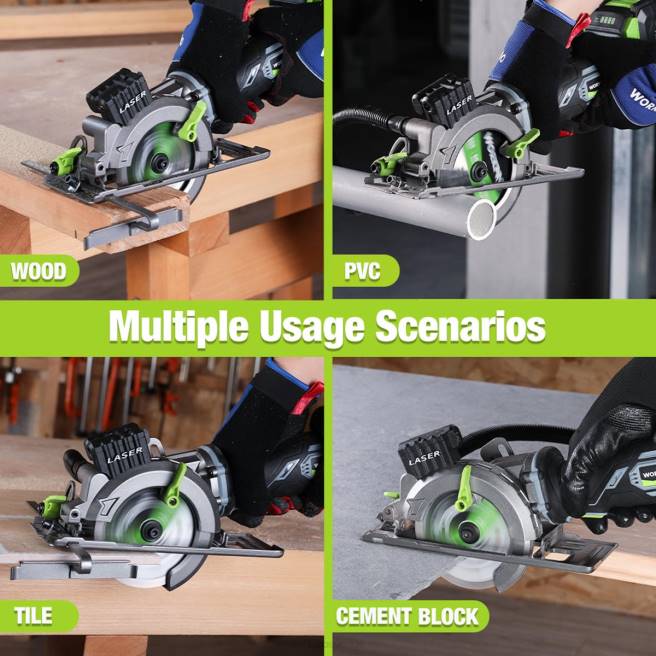 WORKPRO kompakt sladdlös minicirkelsåg, 20v 4.0ah batteri, snabbladdare, 3 sågblad, 4500rpm hjälpsam 0ZLD186 verktyg