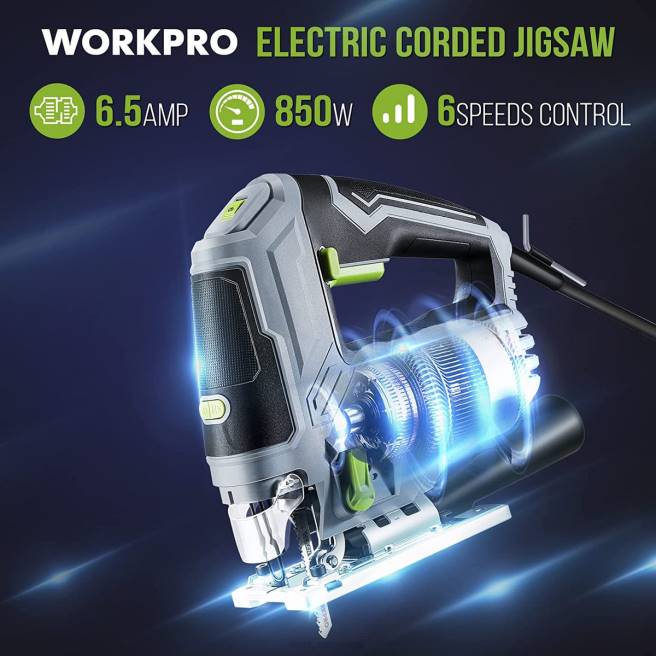 WORKPRO sticksåg, 6,5amp 850w sladd elektrisk sticksåg verktygssats morden 0ZLD241 verktyg