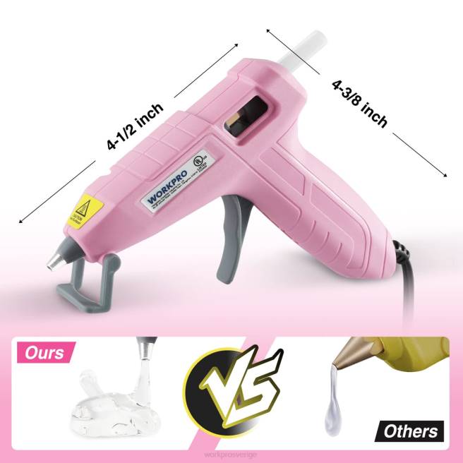 WORKPRO mini limpistolsats med 20 st limstift rosa/vit 0ZLD162 verktyg