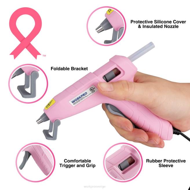 WORKPRO mini limpistolsats med 20 st limstift rosa/vit 0ZLD162 verktyg