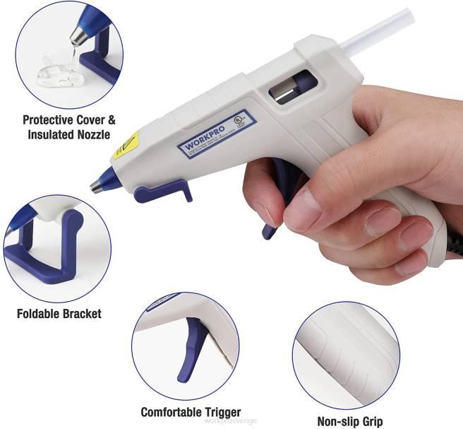 WORKPRO mini limpistolsats med 20 st limstift rosa/vit 0ZLD162 verktyg