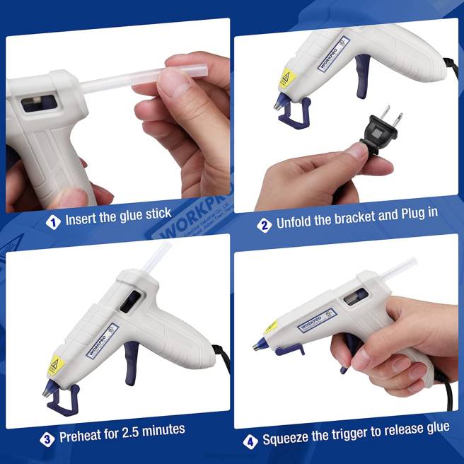 WORKPRO mini limpistolsats med 20 st limstift rosa/vit 0ZLD162 verktyg