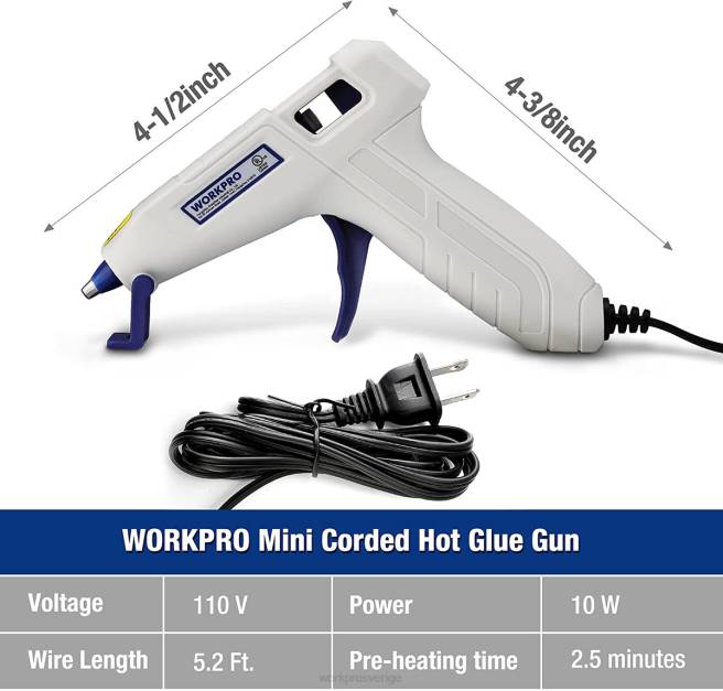 WORKPRO mini limpistolsats med 20 st limstift rosa/vit 0ZLD162 verktyg