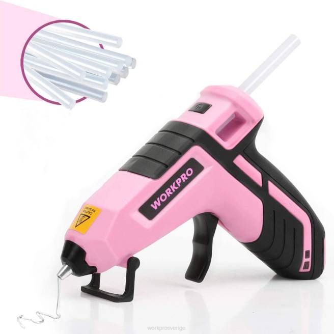 WORKPRO sladdlös smältsnabb förvärmande minilimpistol med 20 st premium limstift blå/rosa 0ZLD163 verktyg