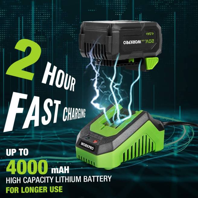 WORKPRO 20V sladdlös slagnyckel, med 4,0 ah batteri, snabbladdare, 4 slaguttag och förvaringsväska morden 0ZLD188 verktyg