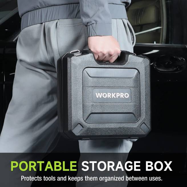 WORKPRO 20V sladdlös slagnyckel, med 4,0 ah batteri, snabbladdare, 4 slaguttag och förvaringsväska morden 0ZLD188 verktyg
