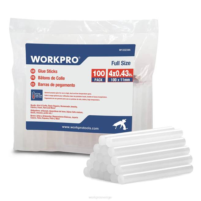 WORKPRO 100-pack varmlimstift i full storlek som är kompatibla med de flesta limpistoler ny 0ZLD196 verktyg