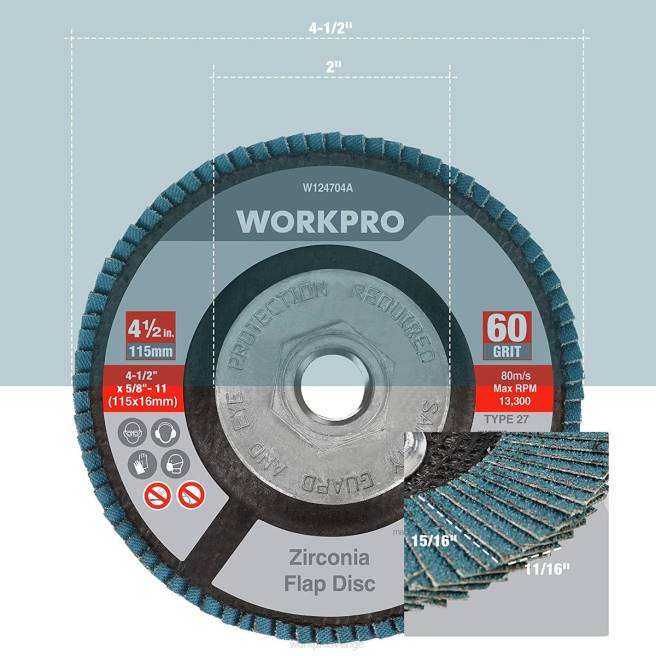 WORKPRO 5-pack zirconia klaffskiva, vinkelslipskiva, 4-1/2 tums slipskivor användbar 0ZLD206 verktyg