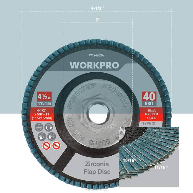 WORKPRO 5-pack zirconia klaffskiva, vinkelslipskiva, 4-1/2 tums slipskivor användbar 0ZLD206 verktyg