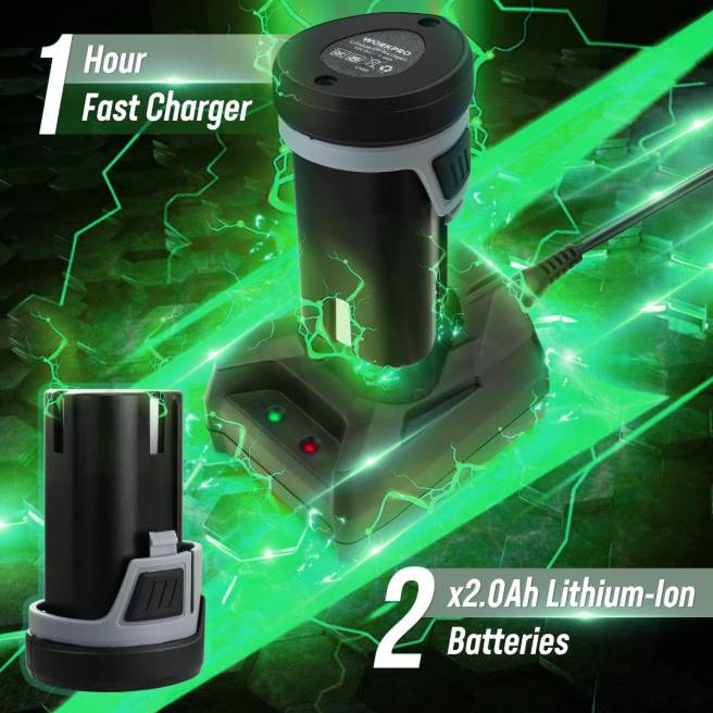 WORKPRO 6-tums dubbelverkande sladdlös bilbuffertpolerare med 2 st 12v uppladdningsbart batteri morden 0ZLD238 verktyg